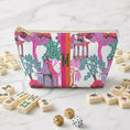 Load image into Gallery viewer, Custom Mahjong Zip Bag, Makeup Bag, Travel Pouch, Tech, Monogram, Personalized, Letter, Initial, Chinoiserie, Preppy, Pagoda, Bright Colors