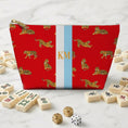 Load image into Gallery viewer, Custom Mahjong Tile Zip Bag, Card Pouch, Game Bag, Preppy, Monogram, Personalized, Letter, Initial, Preppy Tiger, Stripe, Red, Pink, Green