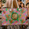 Load image into Gallery viewer, Custom Mahjong Tote Bag, Large Travel Bag, Monogram, Rope, Personalized, Letter, Initial, Preppy, Leoaprd, Cheetah, Flamingo, Bright Fun