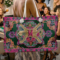 Load image into Gallery viewer, Custom Mahjong Tote Bag, Large Travel Bag, Monogram, Rope, Personalized, Letter, Initial, Leopard Cheetah Hide Animal, Oriental Rug Design