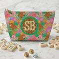 Load image into Gallery viewer, Custom Zip Mahjong Card Bag, Monogram, Personalized, Letter, Initial, Travel Pouch, Tech, Chinoiserie, Tibetan Tiger, Stripes, Preppy