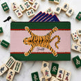 Load image into Gallery viewer, Custom Mahjong Zip Bag, Tile Pouch, Games, Large, Monogram, Personalized, Letter, Initial, Chinoiserie, Preppy, Tibetan Tiger, Stripes