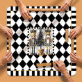Load image into Gallery viewer, Custom Mahjong Mat, 31.5", Neoprene, Personalized, Monogrammed, Initial, Winter, Holiday, Christmas, Black White Harlequin Nutcrackers