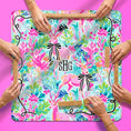 Load image into Gallery viewer, Custom Mahjong Mat, 31.5", Neoprene, Personalized, Monogrammed, Initial, Winter, Holiday, Christmas, Bright Reindeer, Preppy