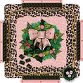Load image into Gallery viewer, Custom Mahjong Mat, 31.5", Neoprene, Personalized, Monogrammed, Initial, Winter, Holiday, Christmas, Pink Leopard, Holly, Bows