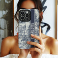 Load image into Gallery viewer, Personalized Large Initial Phone Case, Toile Slate Blue