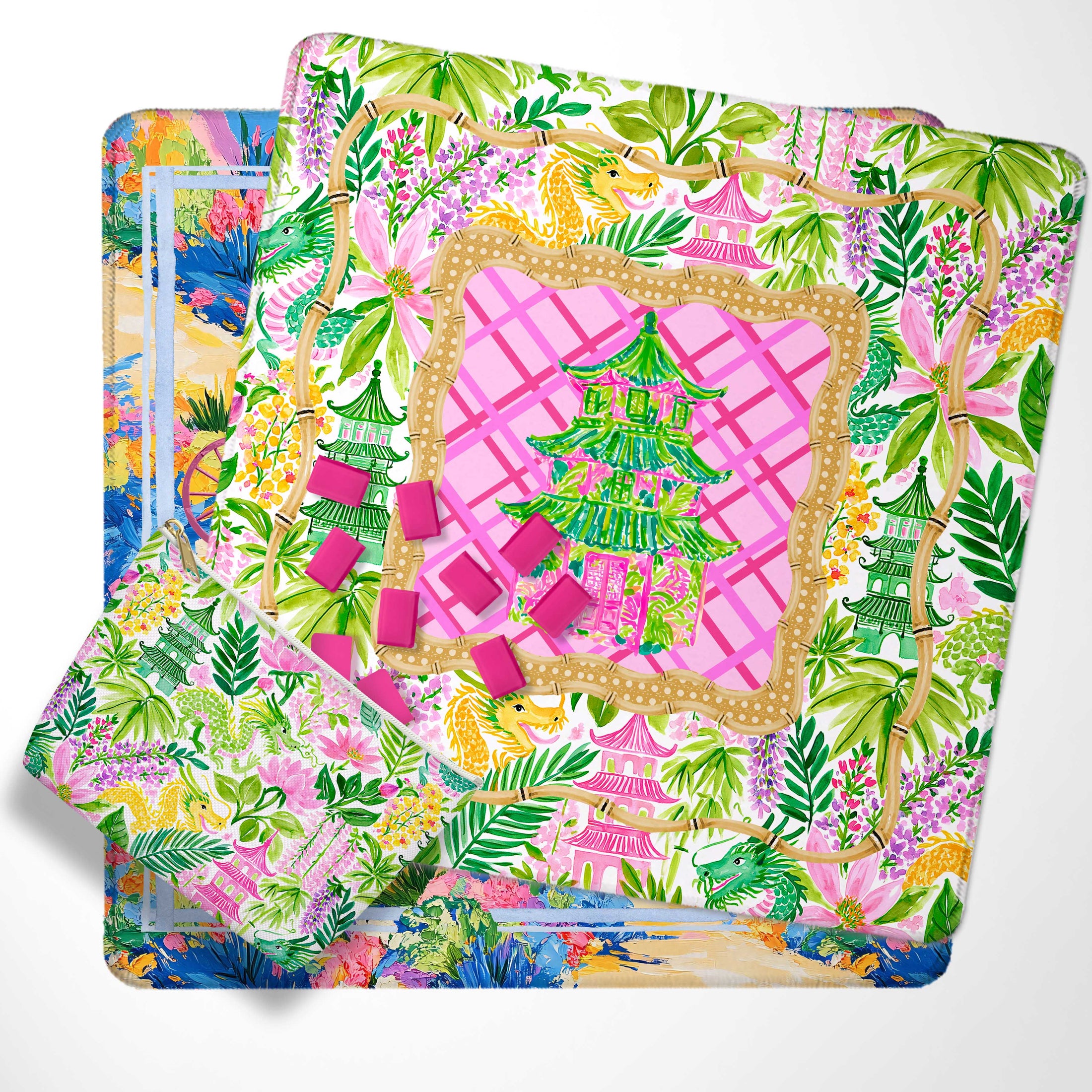 Mahjong Mat, Summer Collection, Neoprene, Wholesale  Mahjong Mat Wholesale- Boutique Monogram