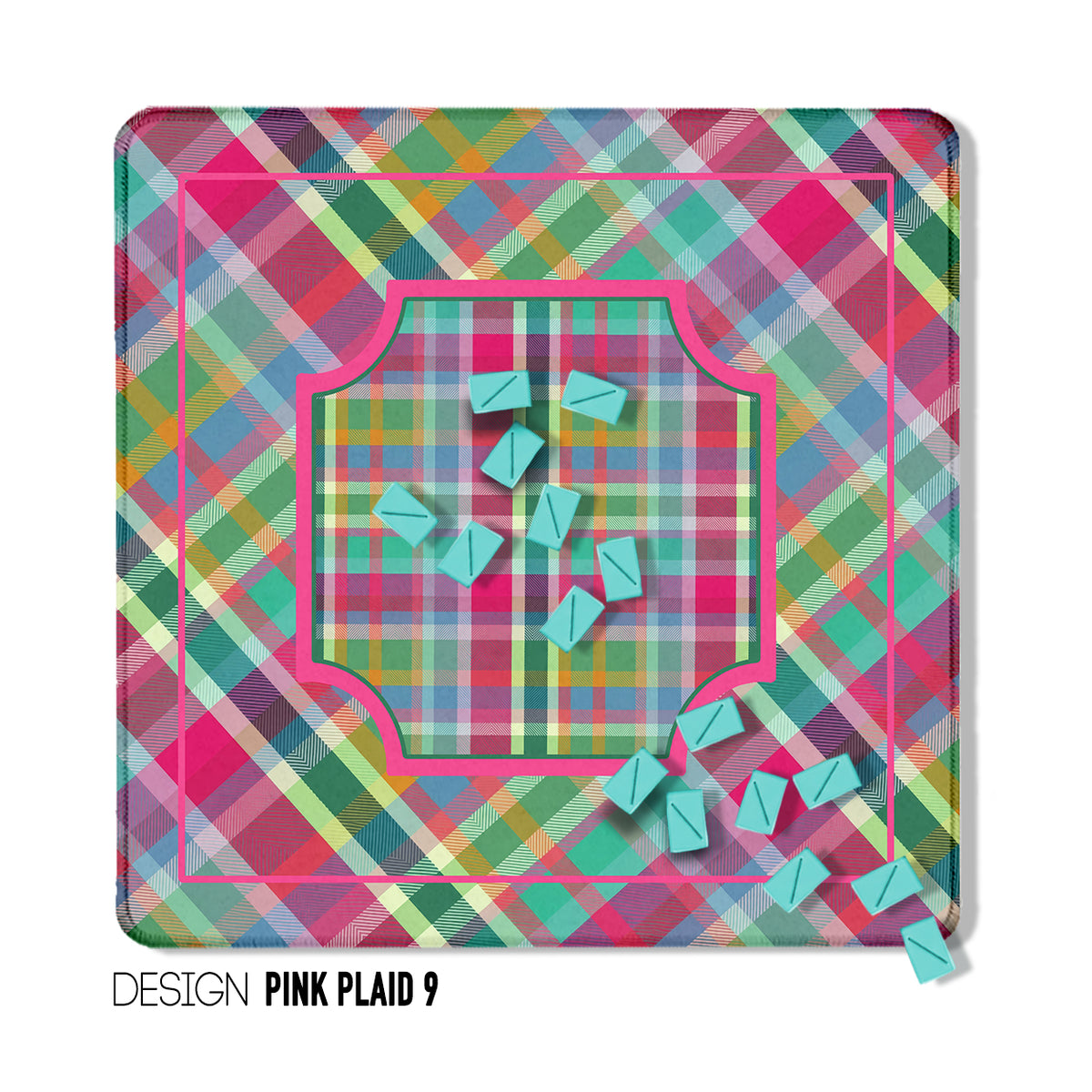 31" Mahjong Mat, Pink Plaid, Wholesale