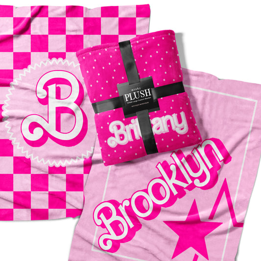 Barbie Insprired Plush Minky Personalized Blanket