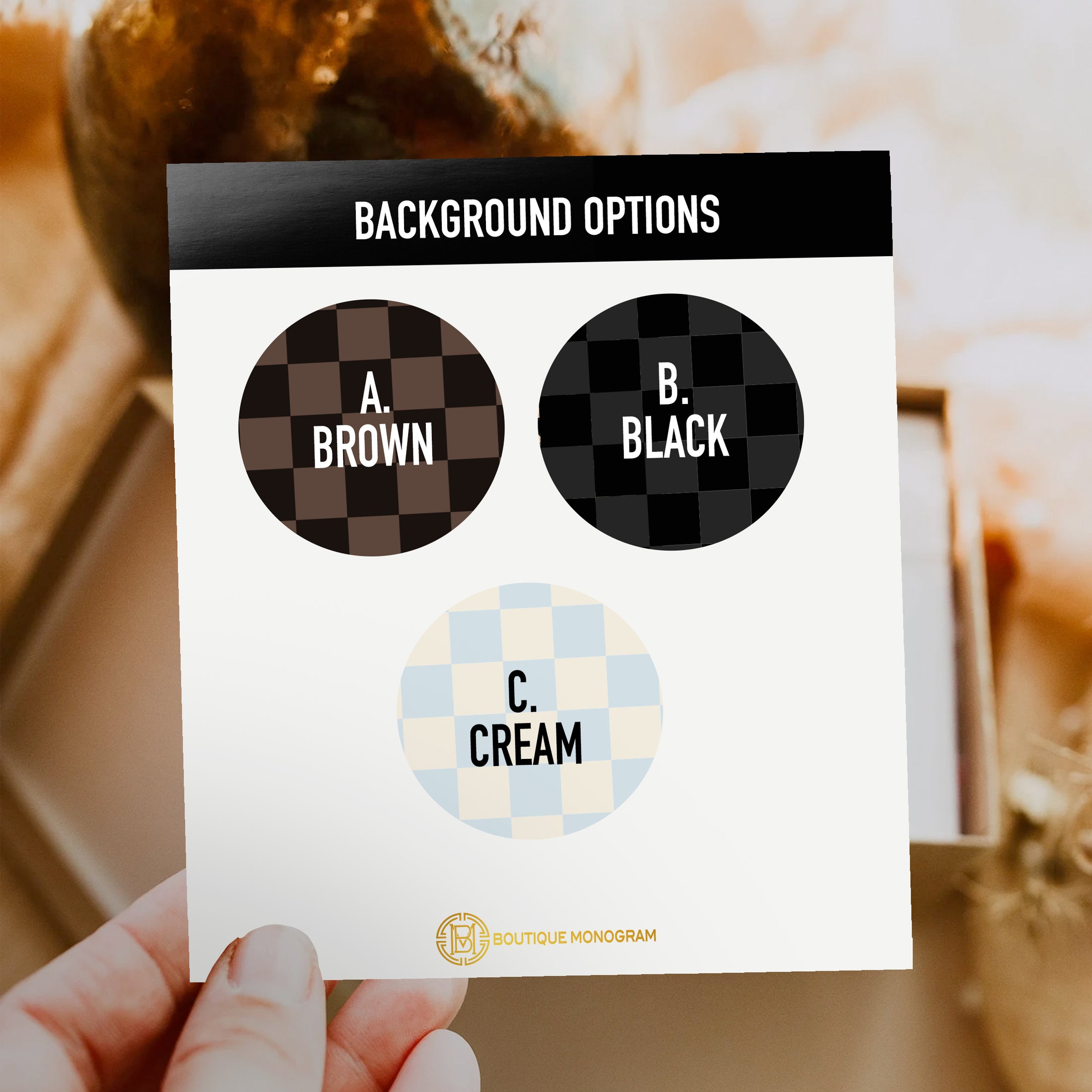 Personalized Shadow Initial Phone Case, Checkers