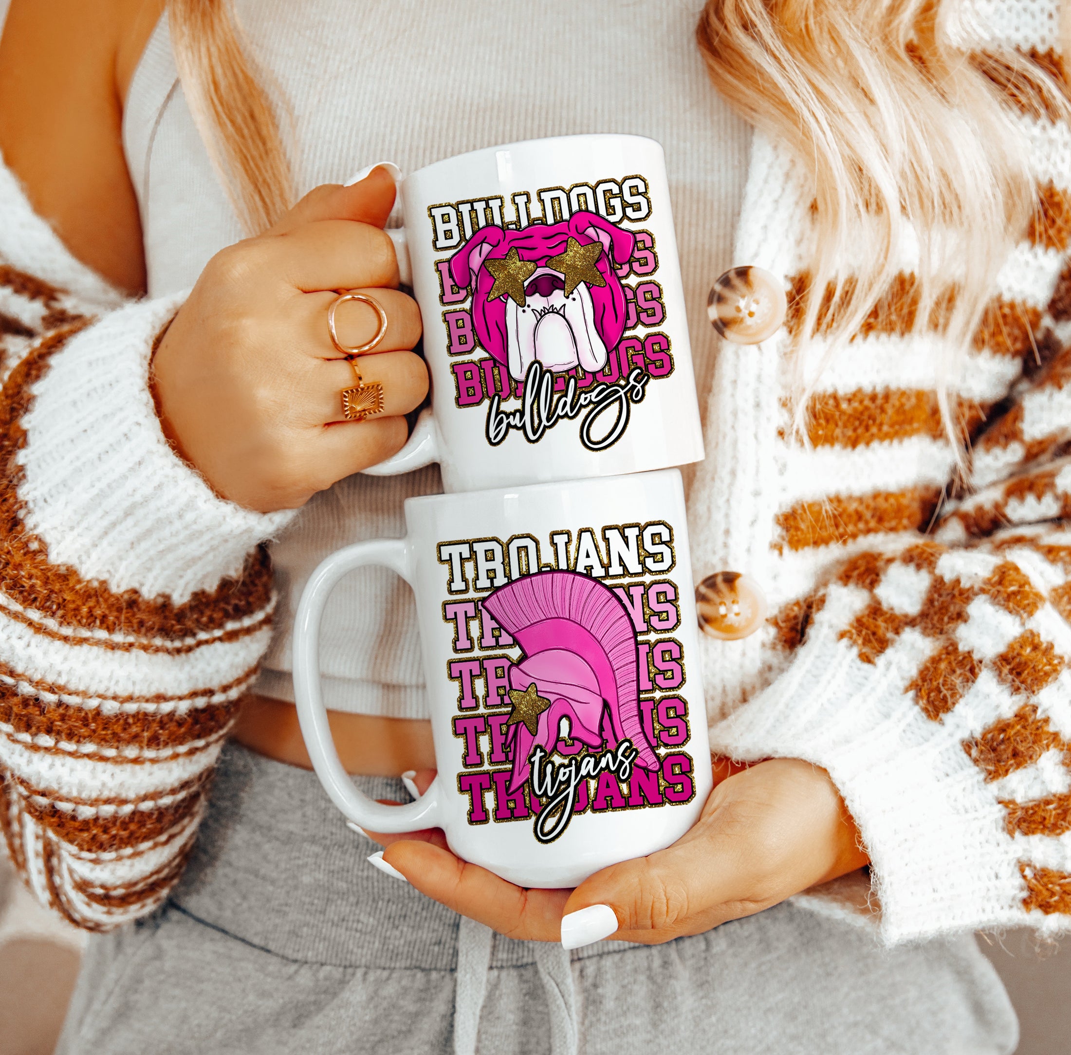College Coffee Mug, Pink Fan Collection