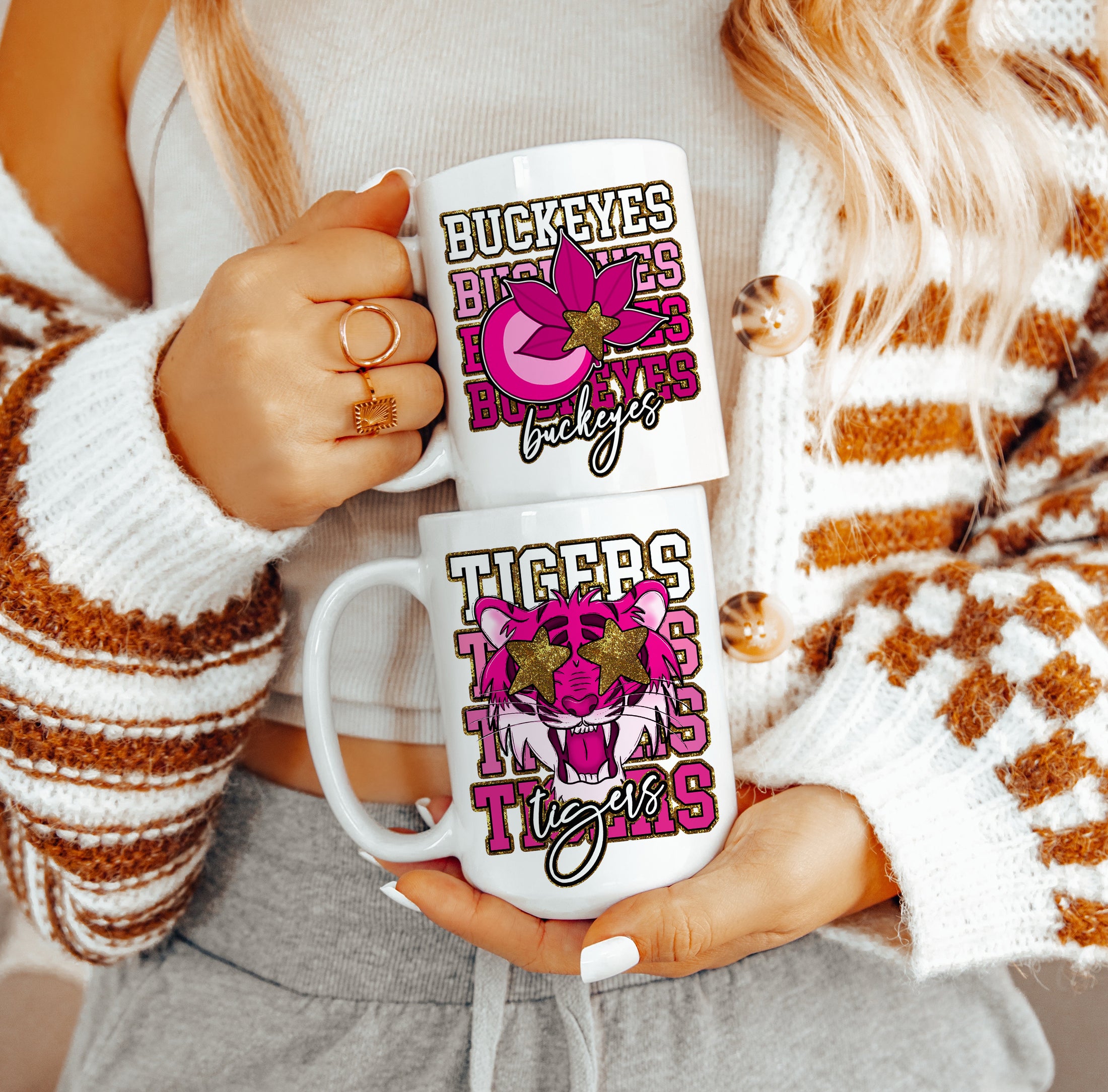 College Coffee Mug, Pink Fan Collection