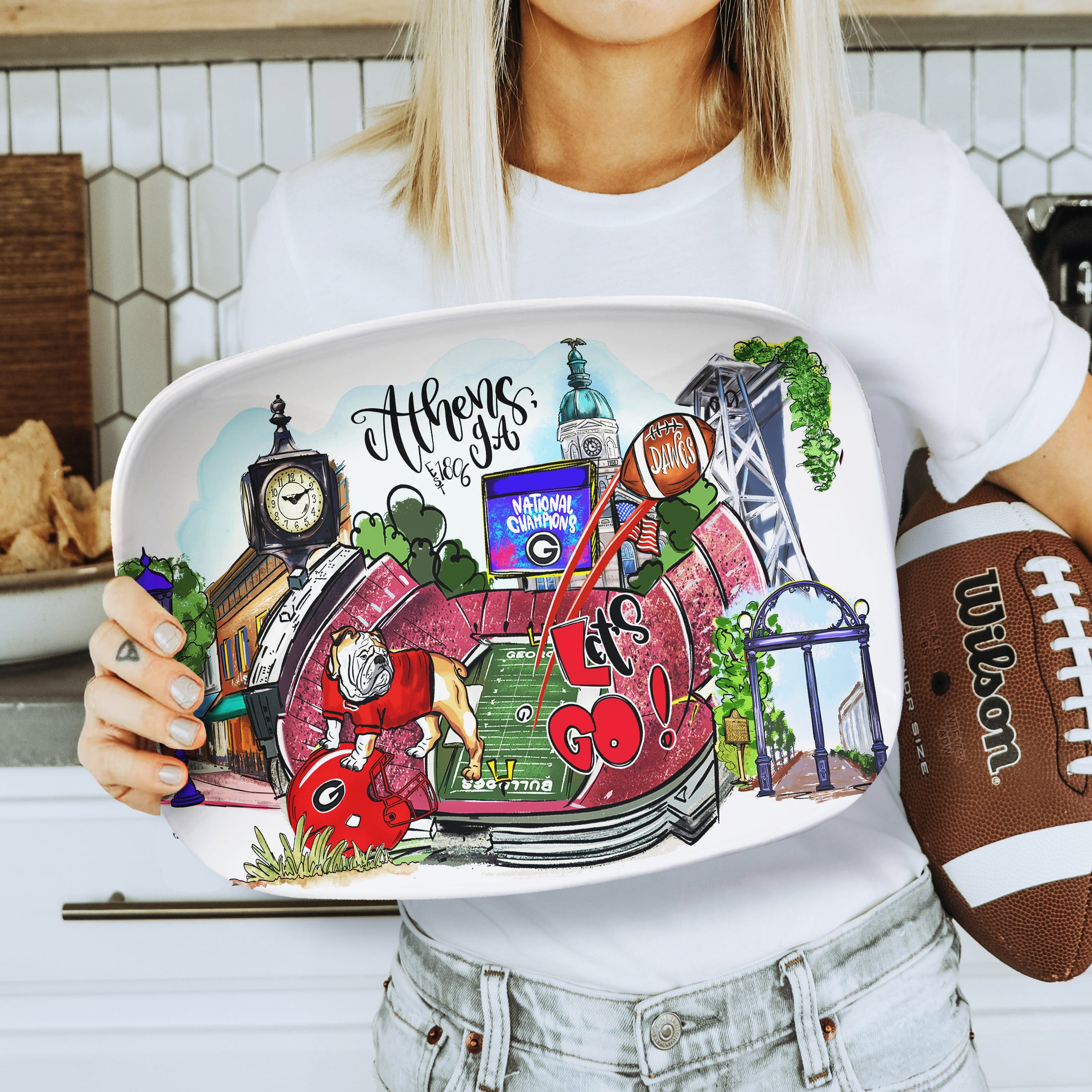 Football Serving Platters, College