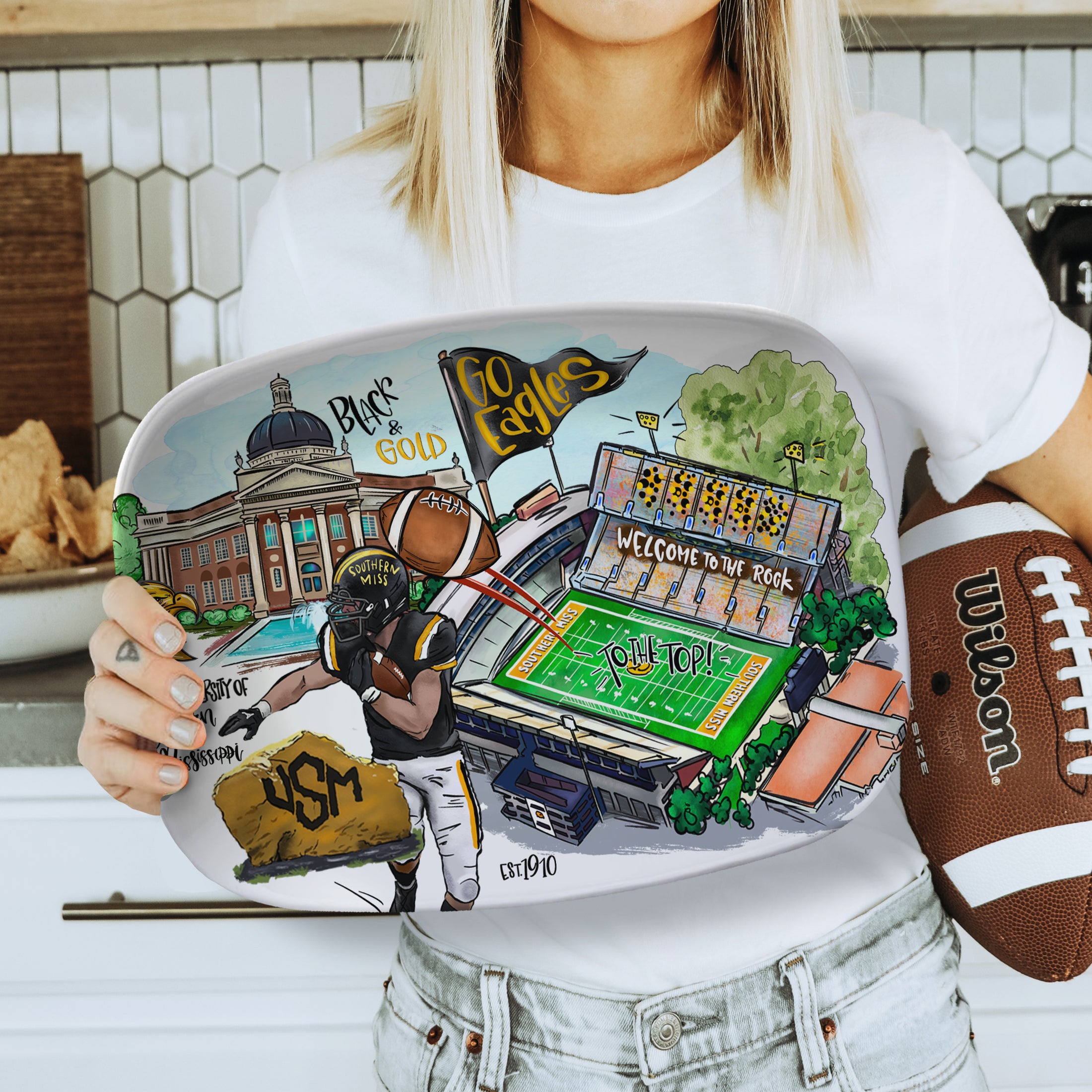 Football Serving Platters, College