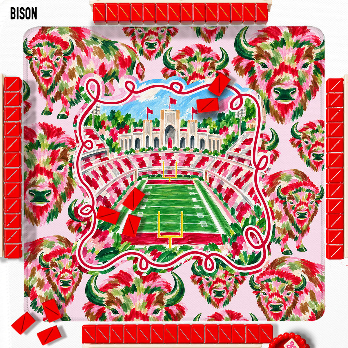 31" Mahjong Mat, College Football Stadiums, Neoprene, Wholesale