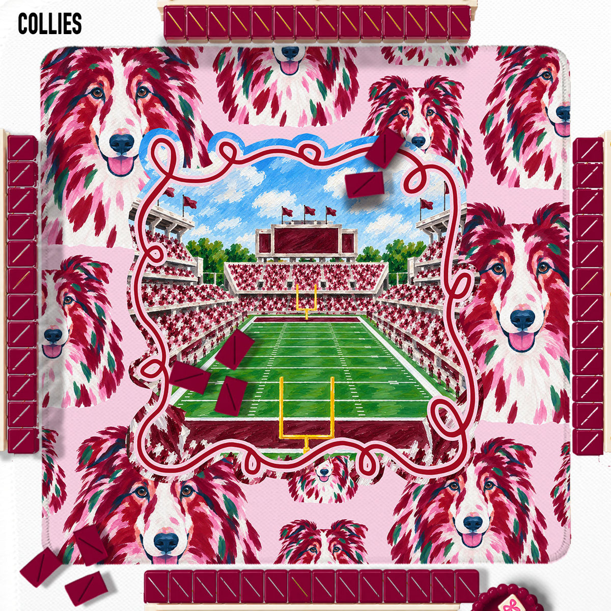 31" Mahjong Mat, College Football Stadiums, Neoprene, Wholesale