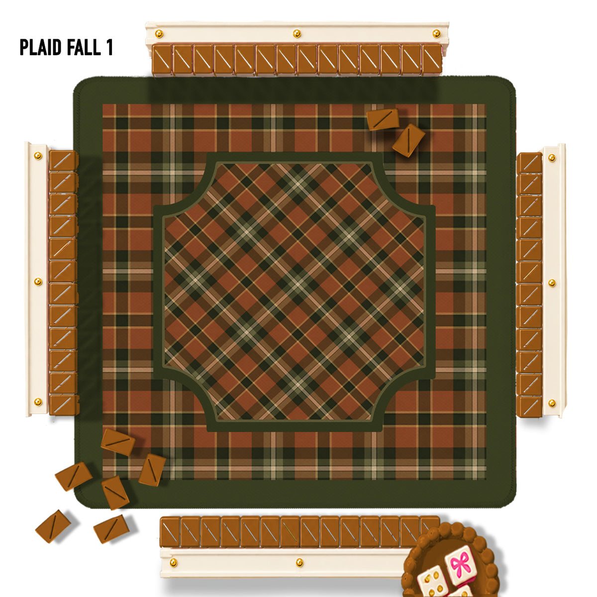 31" Mahjong Mat, Fall Plaid, Wholesale