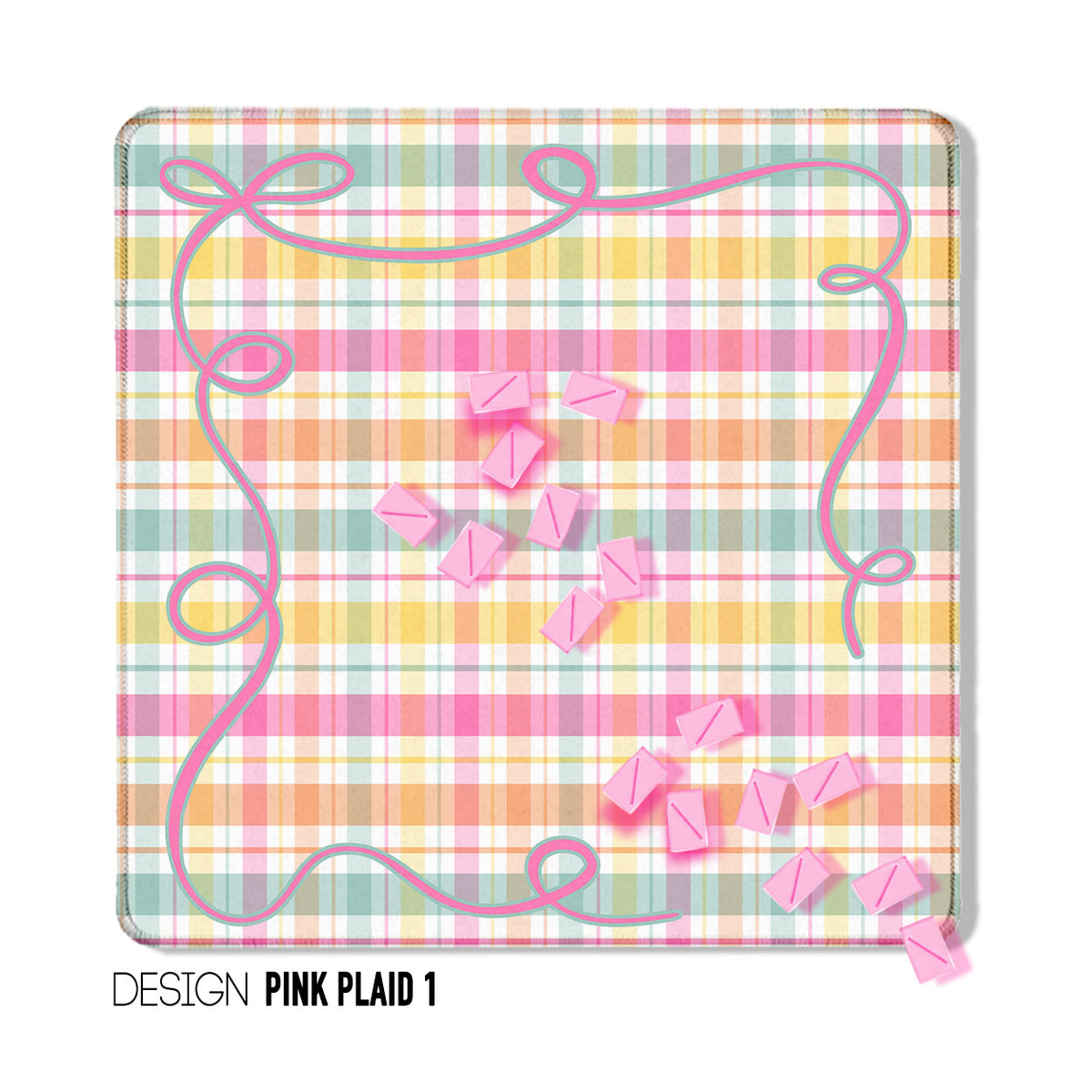 31" Mahjong Mat, Pink Plaid, Wholesale