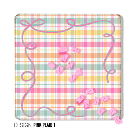 31" Mahjong Mat, Pink Plaid, Wholesale