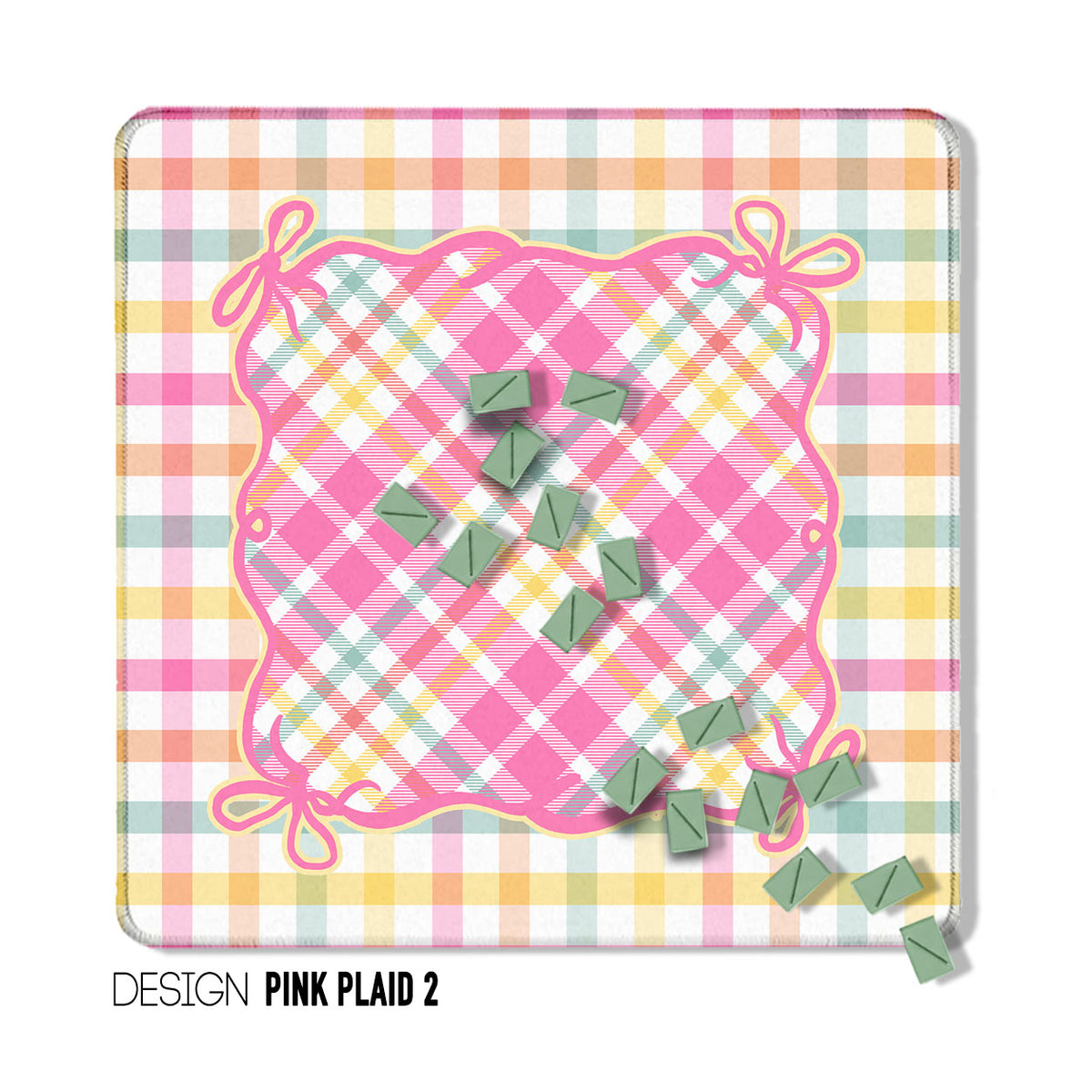 31" Mahjong Mat, Pink Plaid, Wholesale