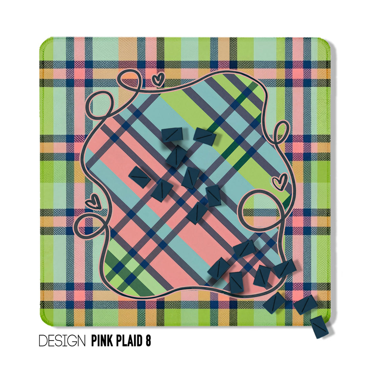 31" Mahjong Mat, Pink Plaid, Wholesale
