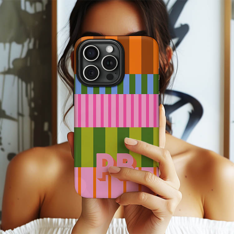 Personalized Large Initial Phone Case, Block Pattern