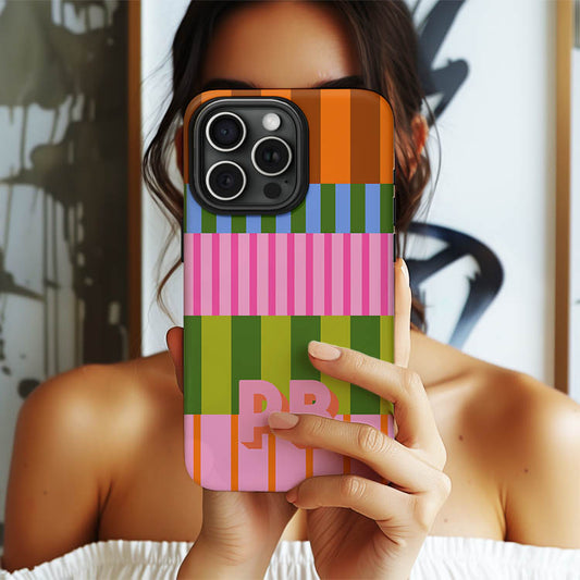 Personalized Large Initial Phone Case, Block Pattern