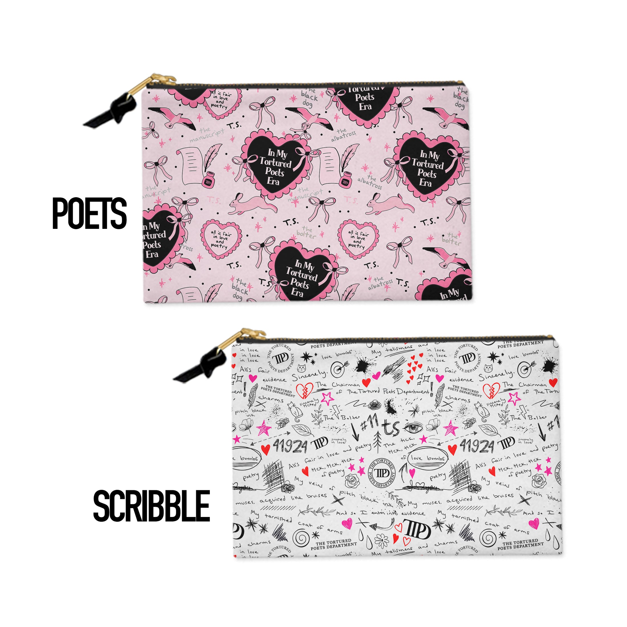 Taylor Swift Poets Department Inspired Zip Accessory Bags