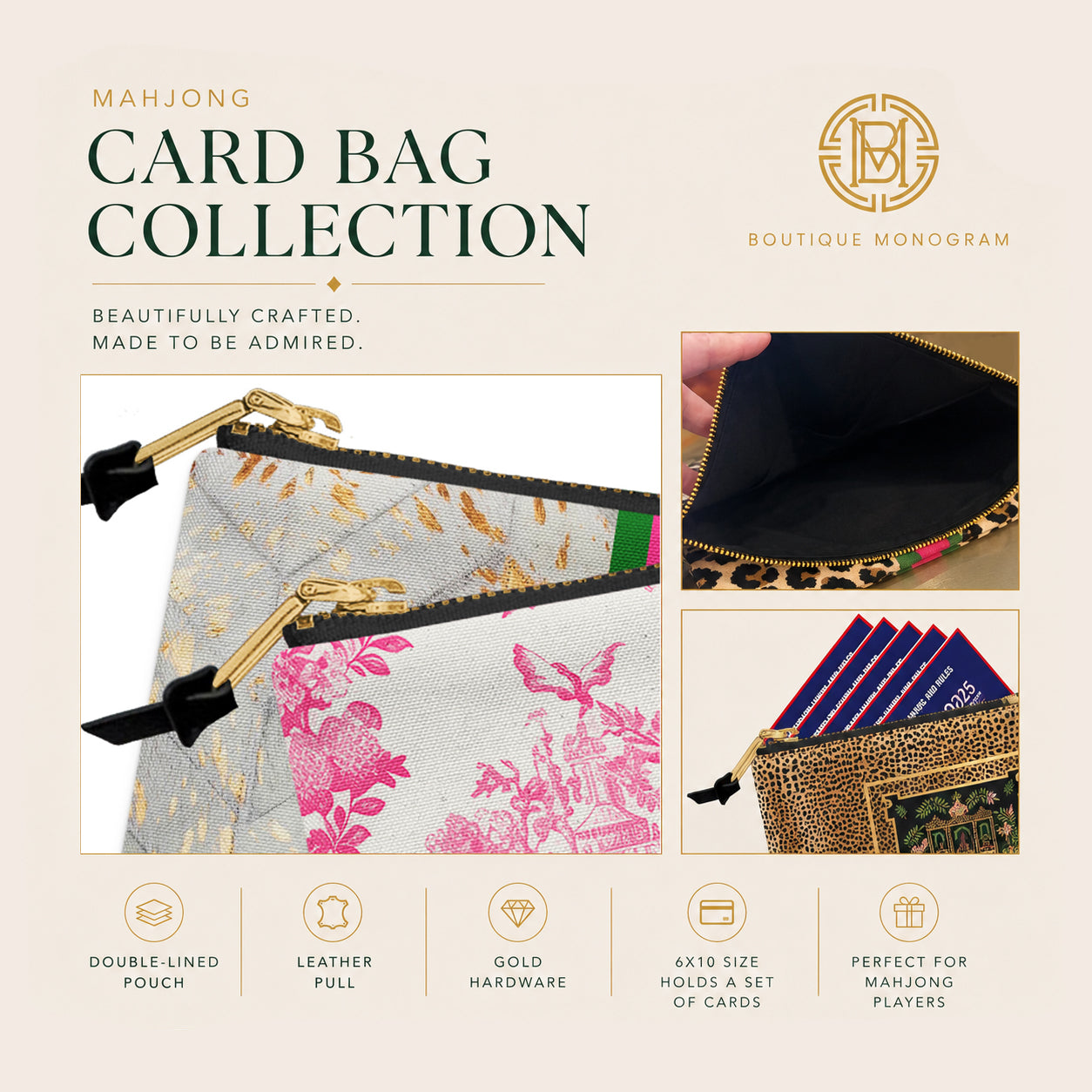 Mahjong Card Bag, Wholesale  Mahjong Bags- Boutique Monogram