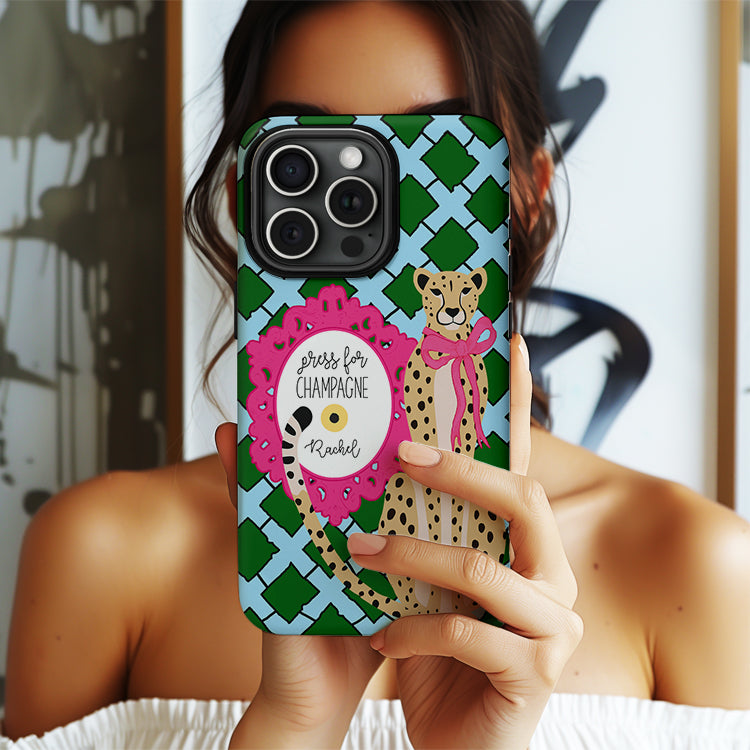 Personalized Large Initial Phone Case, Press For Champagne
