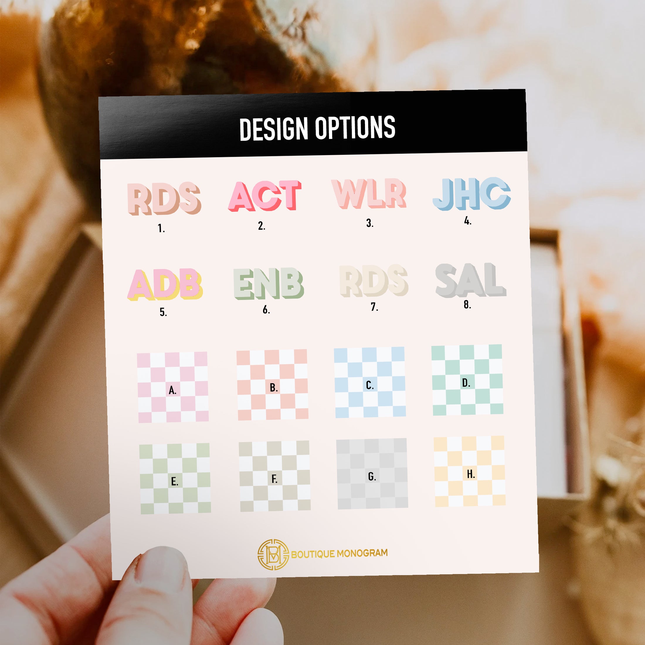 Personalized Large Initial Phone Case, Pastel Checker