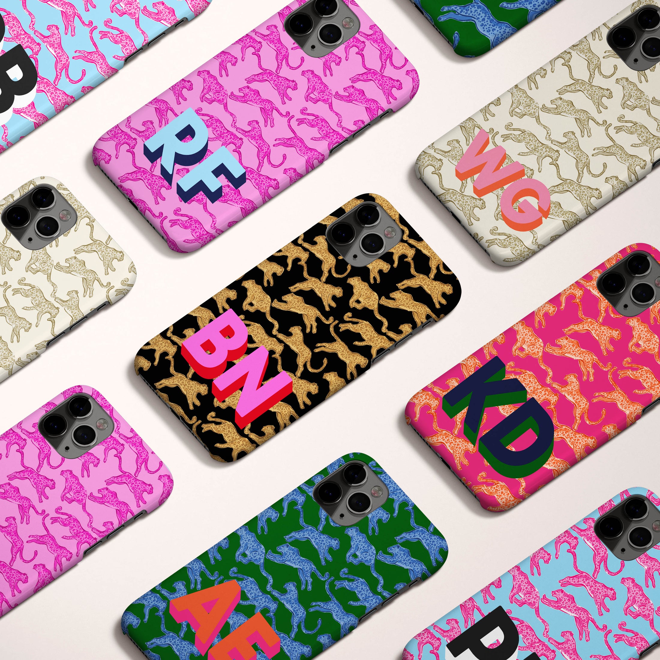 Personalized Large Initial Phone Case, Leopard