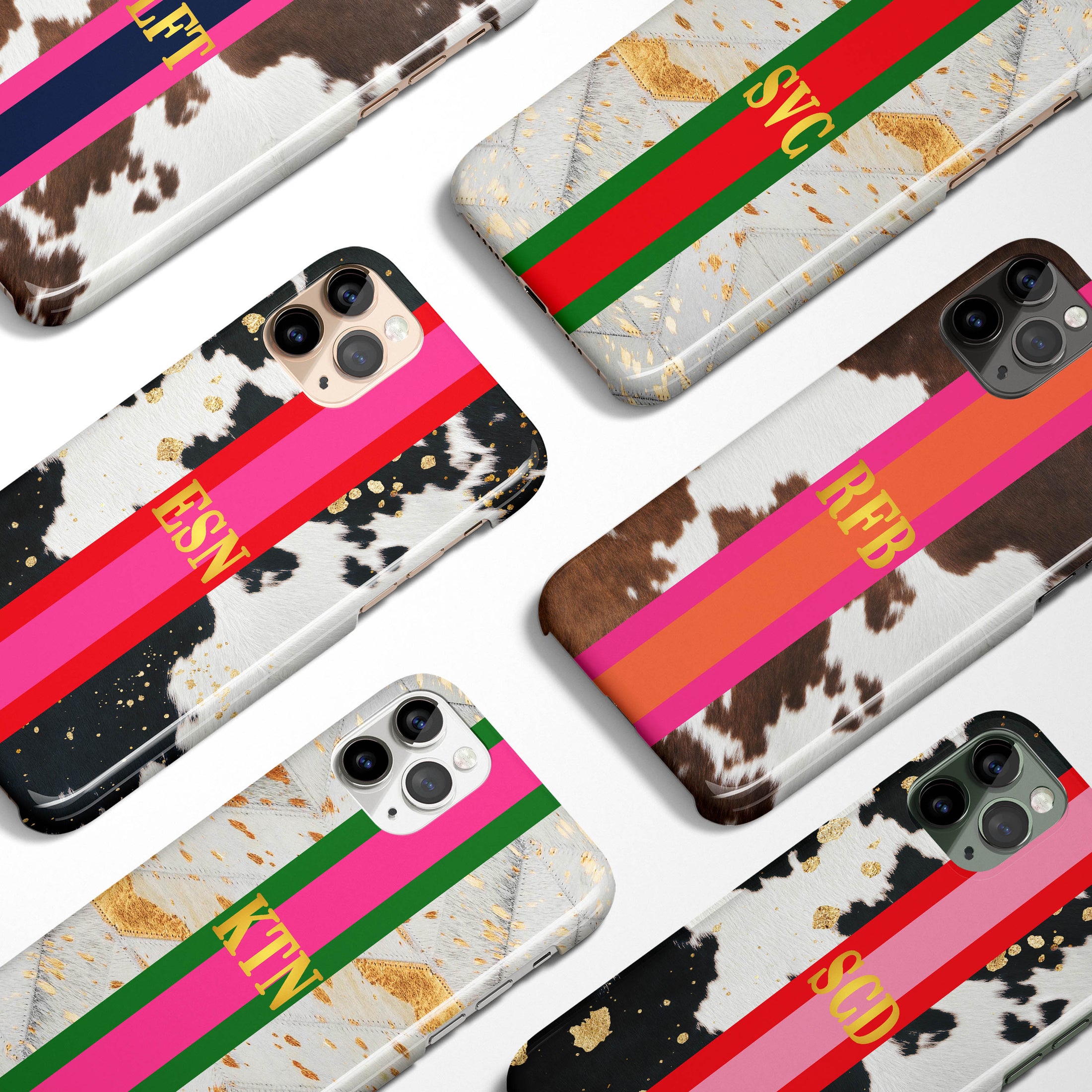 Personalized Shadow Large Initial Phone Case, Cowhide