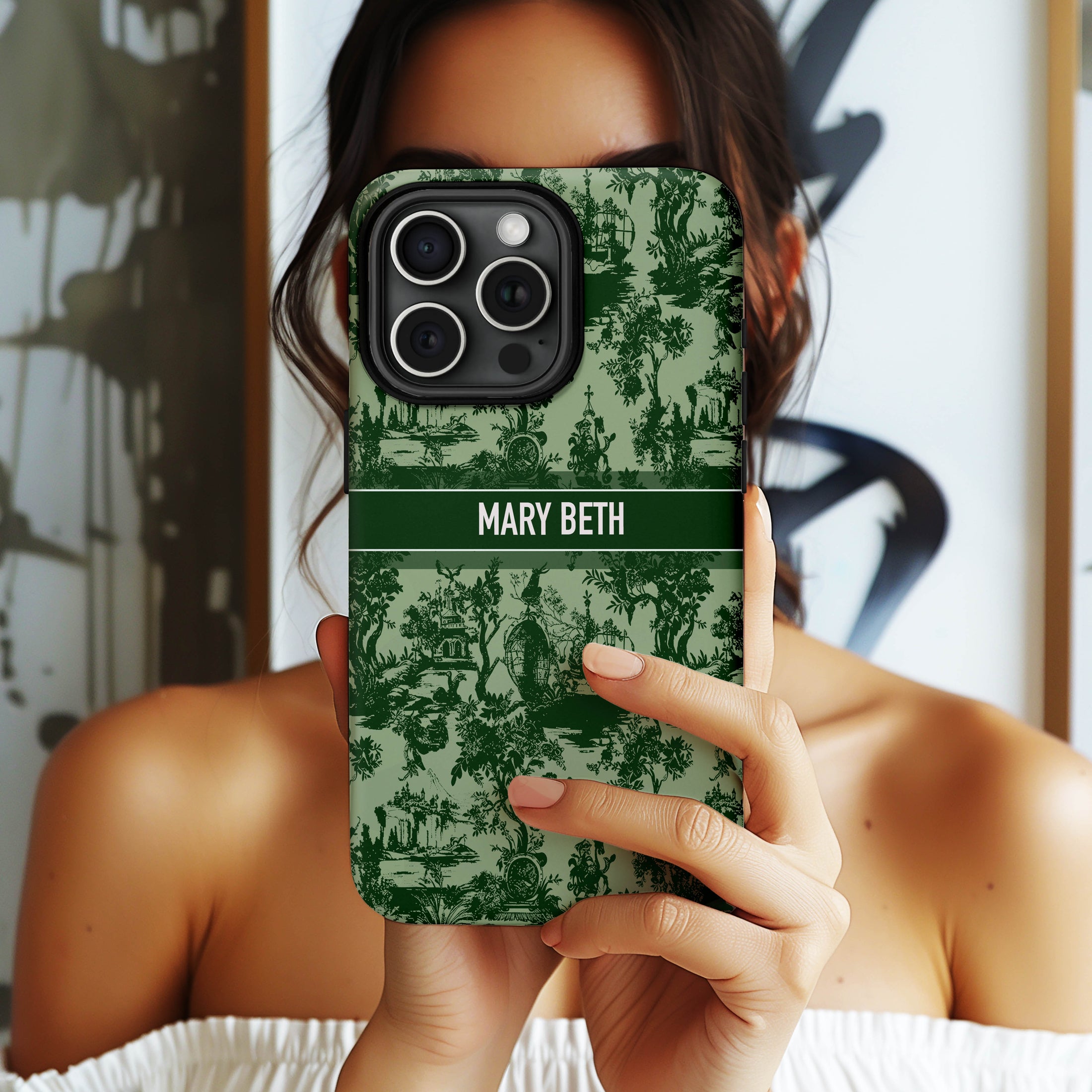Personalized Large Initial Phone Case, Toile