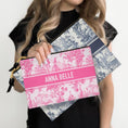 Load image into Gallery viewer, Custom Accessory Zip Bag, Pouch, Clutch, Makeup Bag, Travel Pouch, Tech, Large, Monogram, Personalized, Letter, Initial, pink, blue Toile
