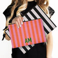 Load image into Gallery viewer, Custom Accessory Zip Bag, Pouch, Clutch, Makeup, Travel, Cosmetics, Tech, Monogram, Personalized, Letter, Initial, Stripes
