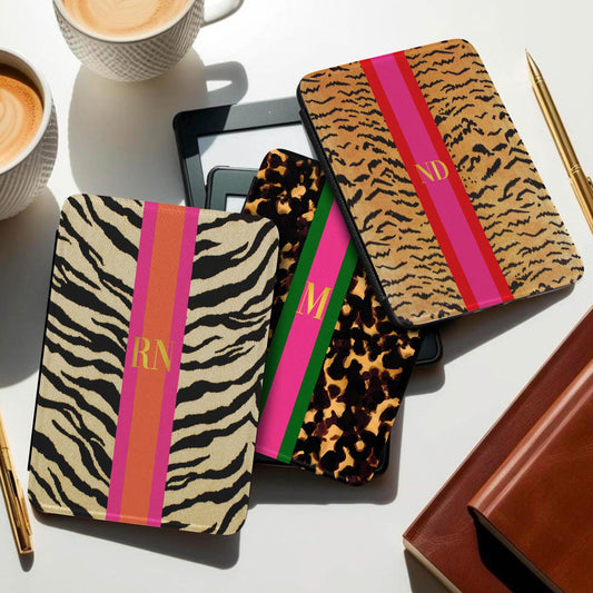 Personalized Kindle Case, Paperwhite 7”,Colorsoft Signature 2024,Custom Cover,Handle, Initials, Animal Print, Tortoise, Zebra, Tiger, Stripe