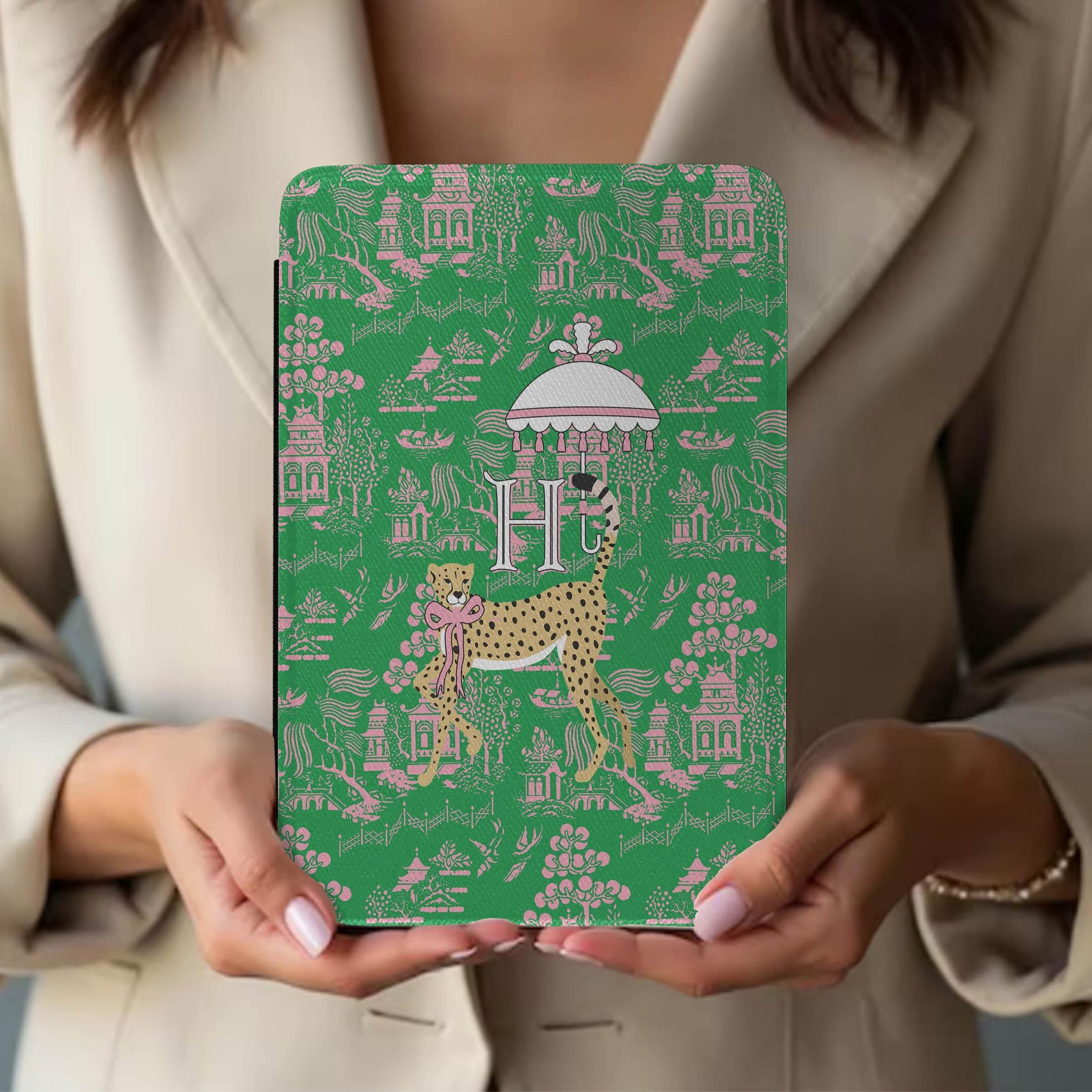 Personalized Kindle Case, Paperwhite 7”,Colorsoft Signature 2024, Custom Cover, Handle, Initial, Leopard, Chinoiserie, Preppy, Umbrella