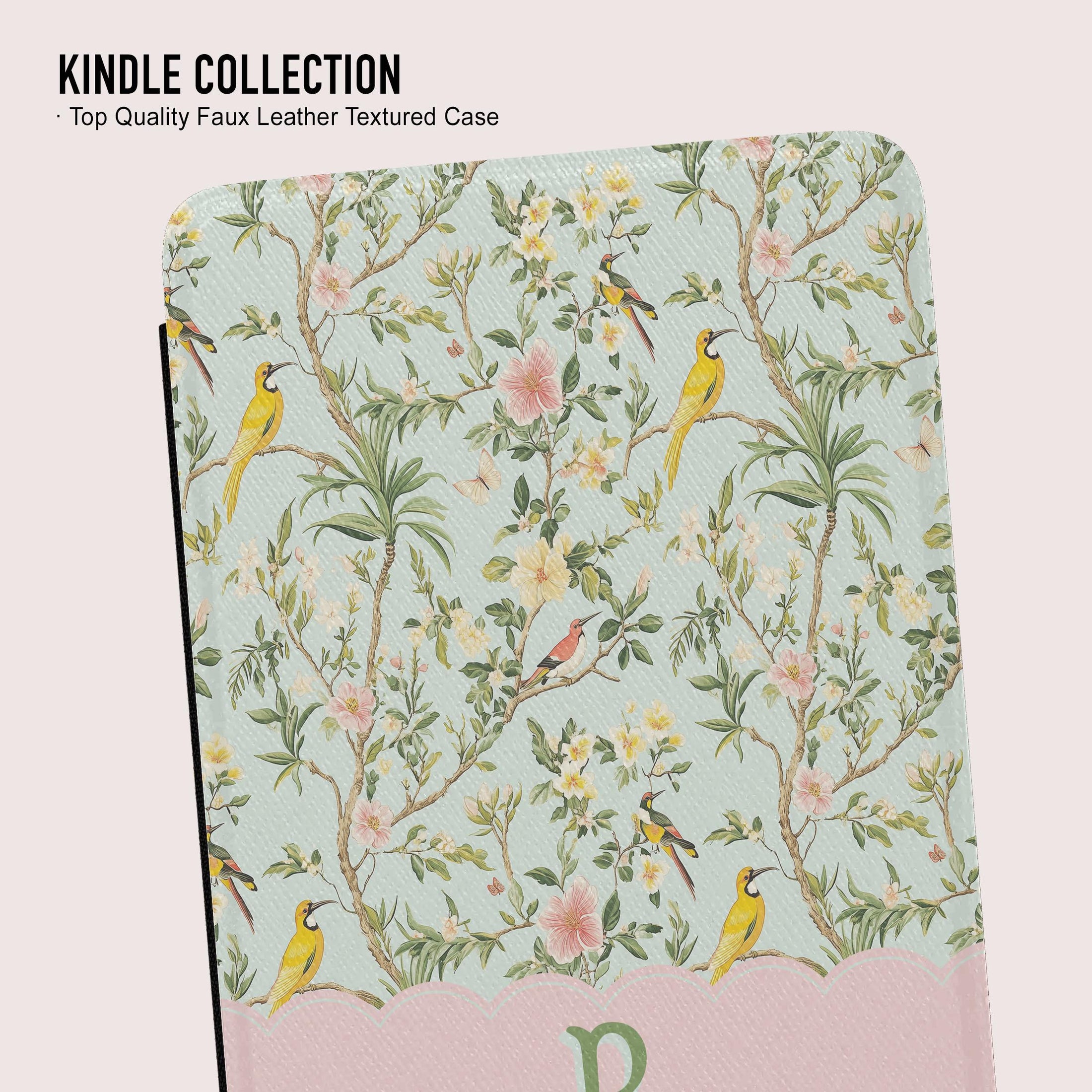 Personalized Kindle Case, Paperwhite 7”, Colorsoft Signature 2024, Custom Cover, Monogram, Handle, Initials, Cottage Core, Blue, Mint, Gold