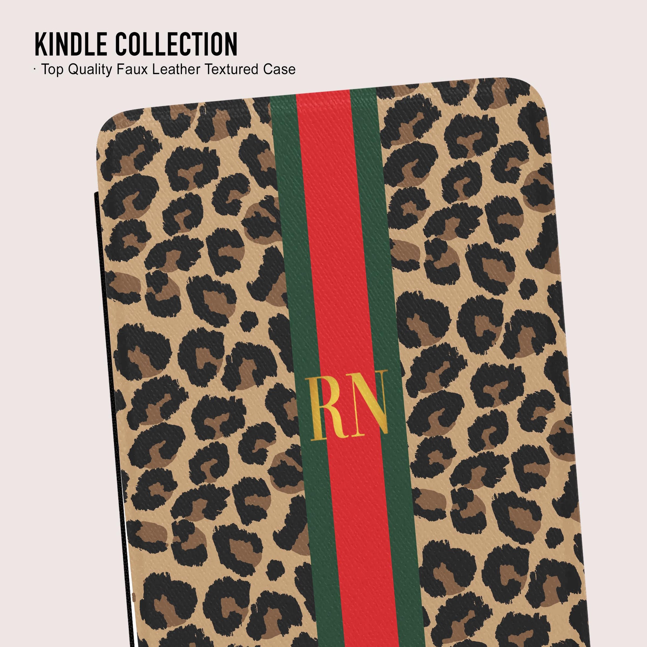 Personalized Kindle Case, Paperwhite 7”, Colorsoft Signature 2024, Custom Cover, Monogram, Handle, Initials, Leopard, Animal Print, Stripe