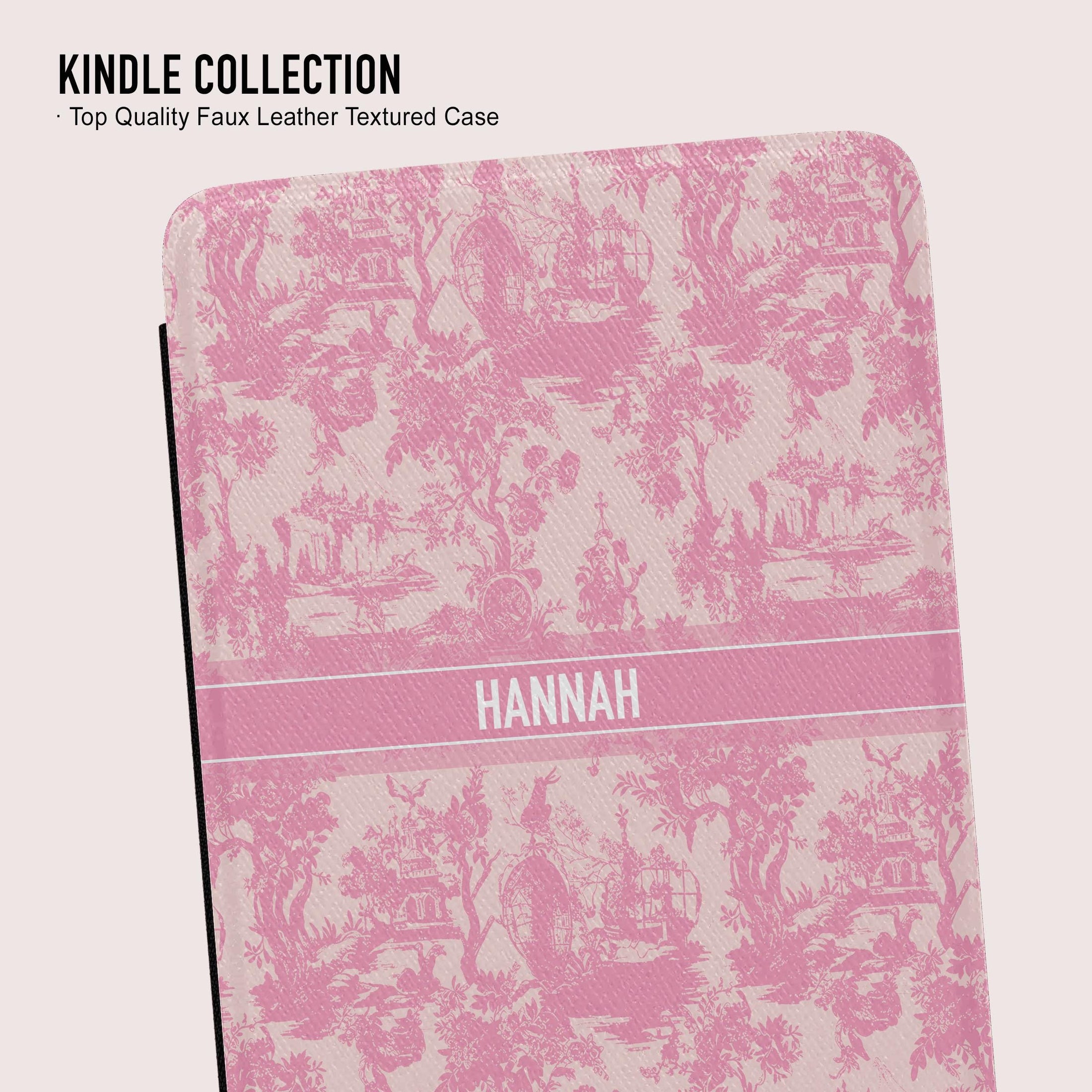 Personalized Kindle Case, Paperwhite 7”, Colorsoft Signature 2024, Custom Cover, Monogram, Handle, Initials, Preppy Toile, Pink, Tan, Blue