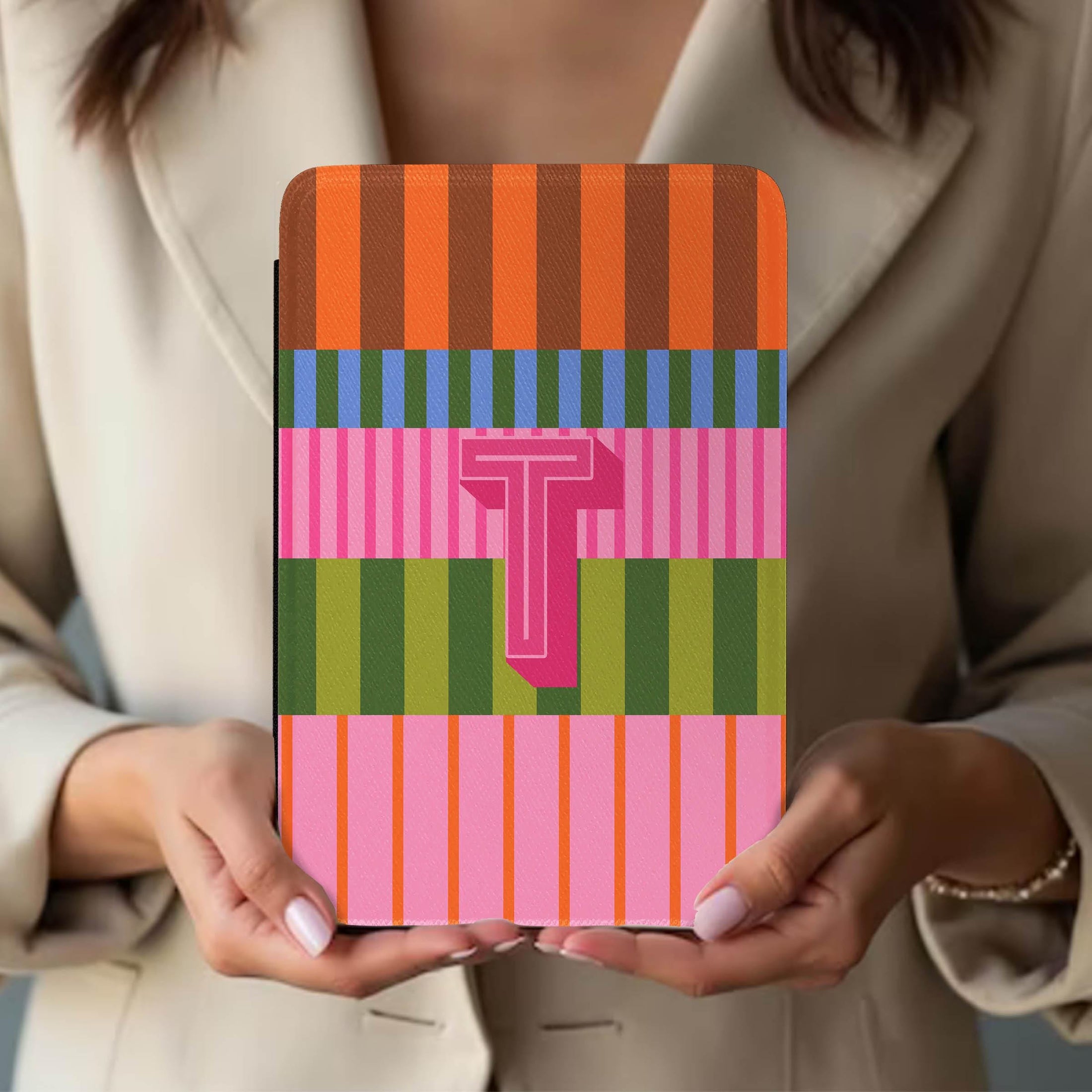 Personalized Kindle Case, Paperwhite 7”,Colorsoft Signature 2024, Custom Cover, Handle, Initials, Bright Bold Color Block