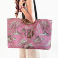 Load image into Gallery viewer, Custom Mahjong Tote Bag, Large Travel Bag, Monogram, Personalized, Letter, Initial, Dice, Toile, Chinoiserie, Mahjong Gift
