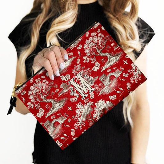 Custom Mahjong Card Zip Accessory Bag, Pouch, Game, Chinoiserie, Card Holder, Monogram, Personalized, Letter, Initial, Dice, Toile, Gift