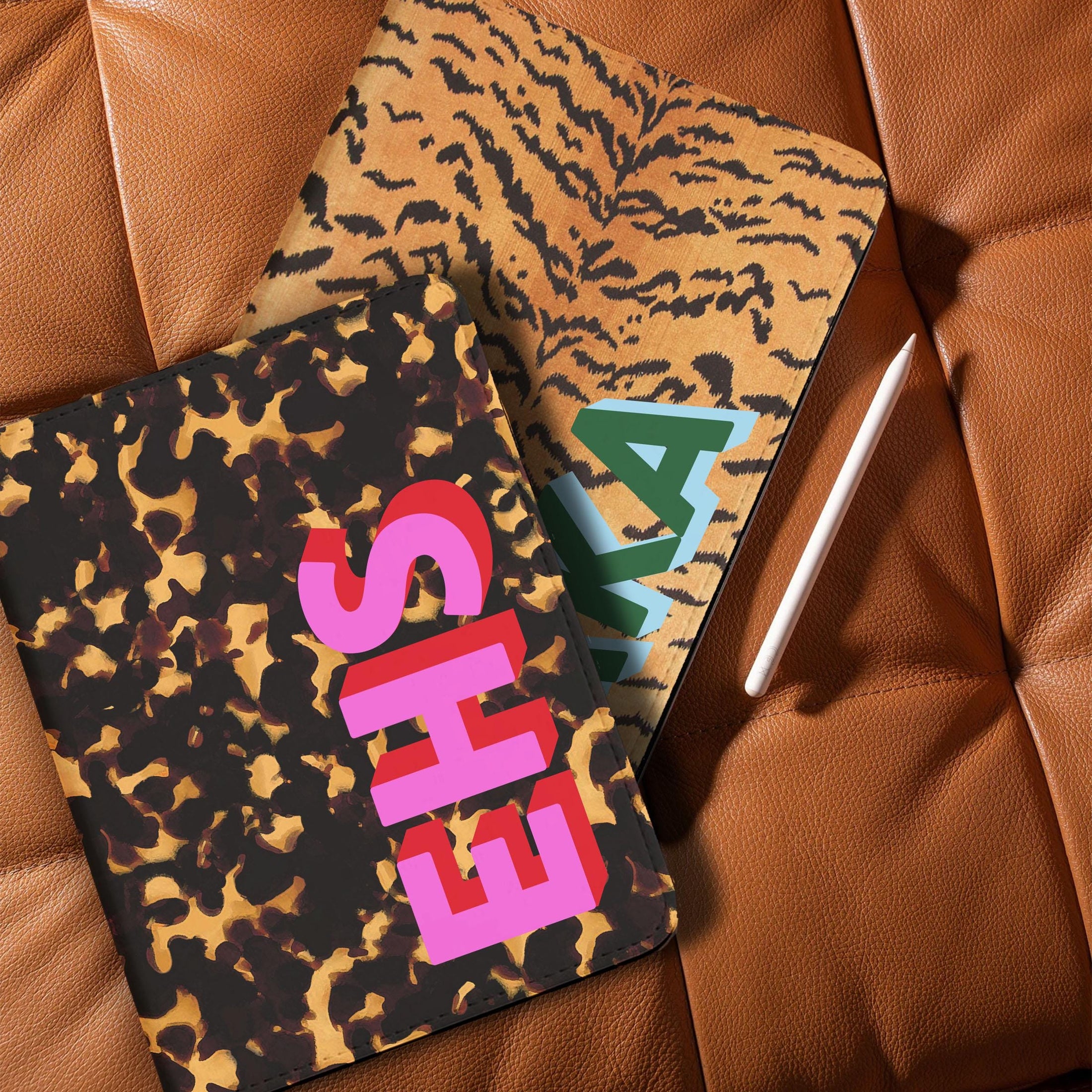 Personalized Ipad Case, Pro, Air, 11, 12.9, Custom Cover, Monogram, Folio, Large Initials, Tortoise, Leopard, Cow