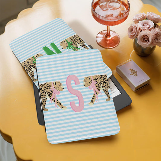 Personalized Dog Kindle Case, Paperwhite 7”, Colorsoft Signature 2024, Custom Cover, Handle, Initials, Leopard Cheetah, Stripes, Pink Green