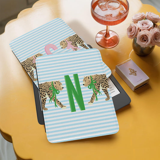 Personalized Dog Kindle Case, Paperwhite 7”, Colorsoft Signature 2024, Custom Cover, Handle, Initials, Leopard Cheetah, Stripes, Pink Green
