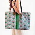 Load image into Gallery viewer, Custom Tote Bag, Large Travel Bag, Overnight, Monogram, Personalized, Letter, Initial, Preppy, Grand Millennial, Pink Flowers, Stripe
