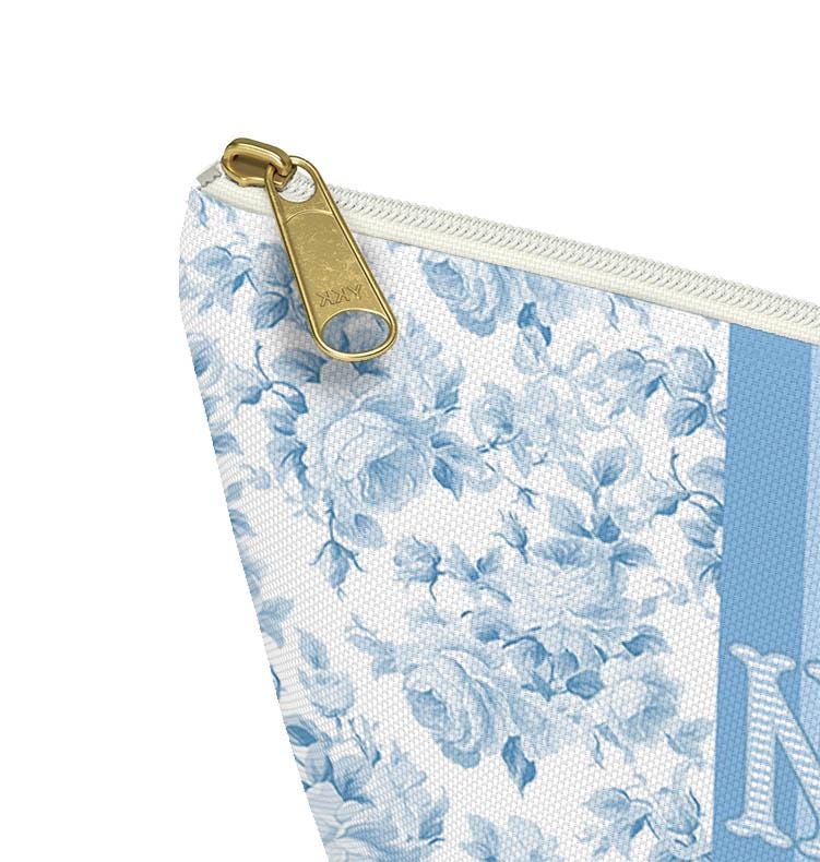 Custom Zip Bags, Pouch, Travel, Tech, Monogram, Personalized, Letter, Initial, Makeup, Accessory, Love Fancy Roses, Preppy,Green, Blue, Pink