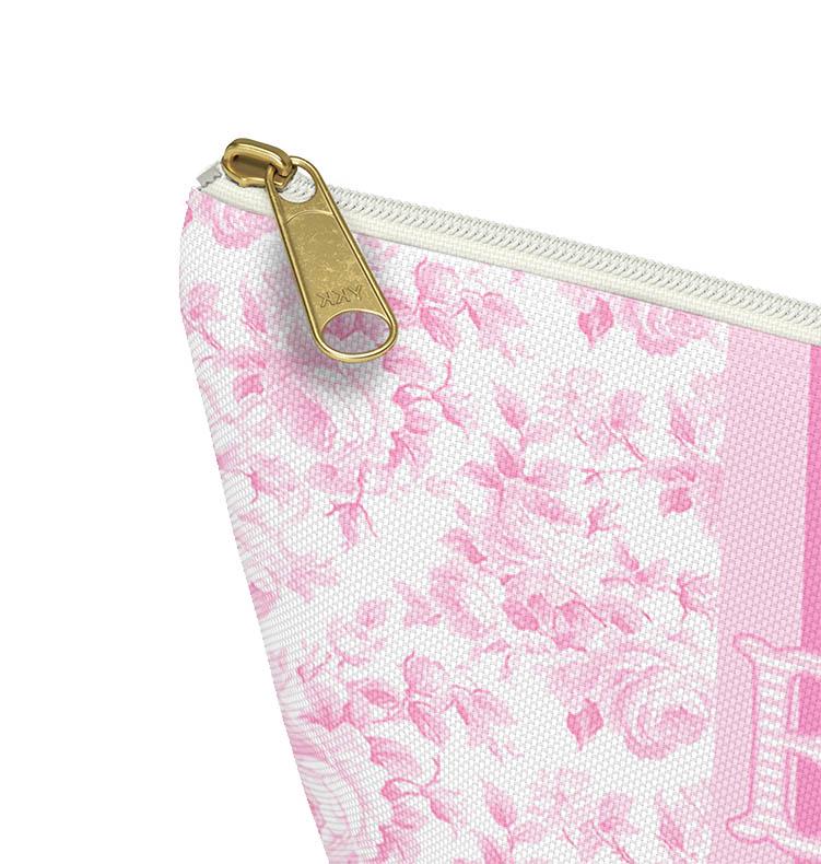 Custom Zip Bags, Pouch, Travel, Tech, Monogram, Personalized, Letter, Initial, Makeup, Accessory, Love Fancy Roses, Preppy,Green, Blue, Pink